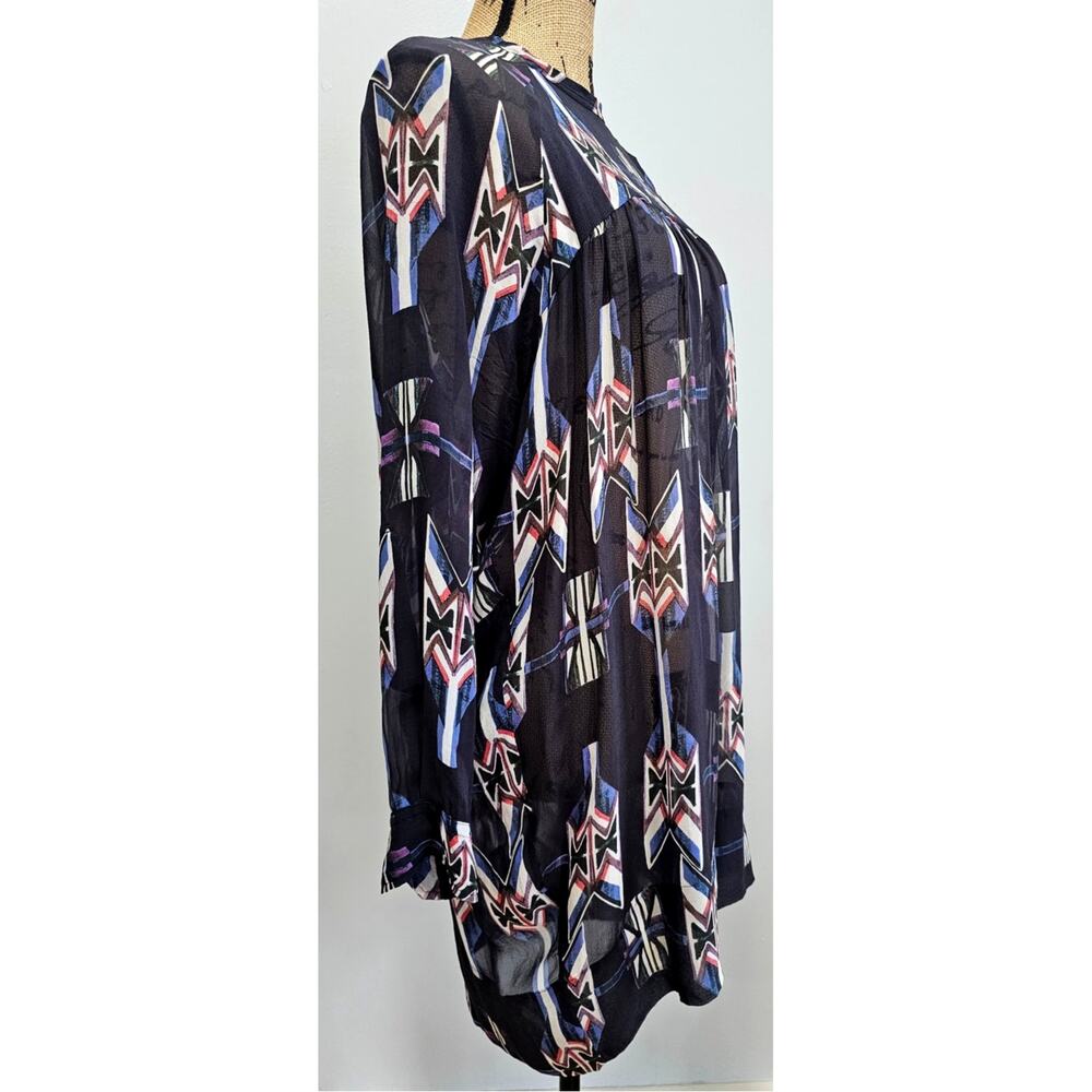 Isabel Marant Dress/ Top 100% Silk Tunic Sheer Navajo Aztec Sz 1 - Picture 8 of 15